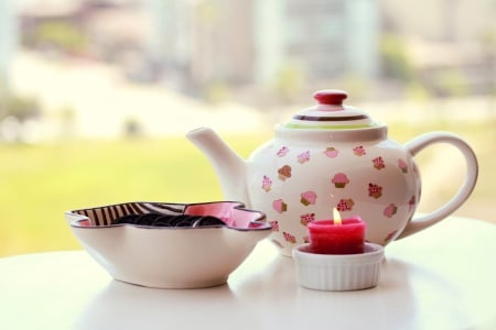 Simply Beautiful - candle, bokeh, tea, light