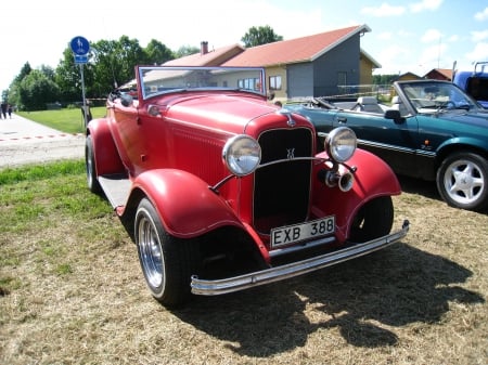 Power Meet Nossebro Sweden - sky, trees, cars, house, colors, grass, show