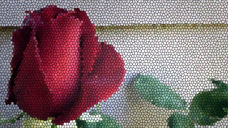 Mosaic Rose - photograph, summer, flower, rose, mosaic, painting, art