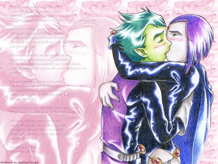 Kiss Me  - beastboy, kiss me, teen titans, raven