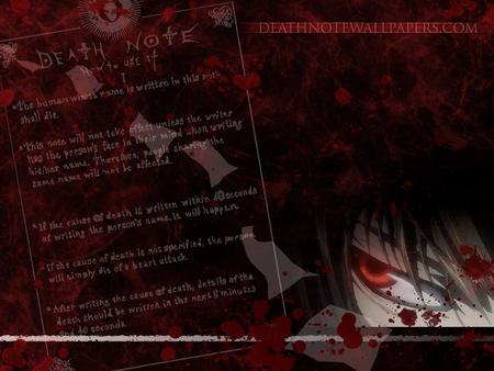 Death Note - kira, death note, red, note, blood