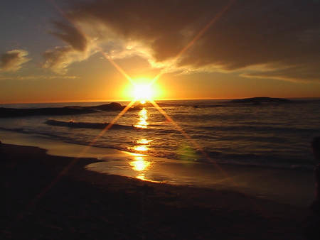 diamond sunset - beach, ocean, sunset