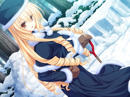 Snow Shoveling - snow, anime, anime girl, winter