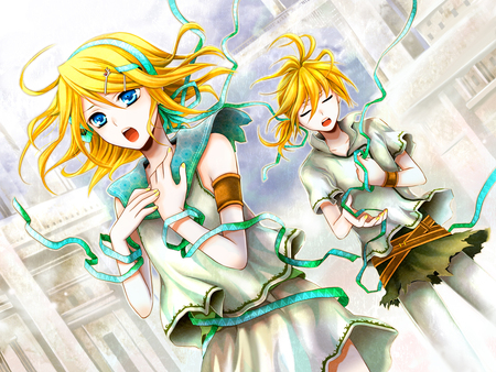 Rin and Len - len, rin, vocaloid, singing, anime