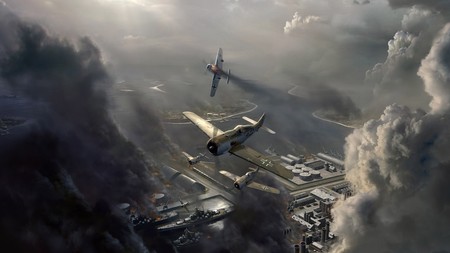 Fictional Focke Wulf FW- 190 Attack on a Harbor  - focke-wulf, aircraft, iowa, fw-190, warbird, fw 190, harbor, plane