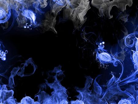 Blue Smoke - abstract, flowers, fantasy, nature