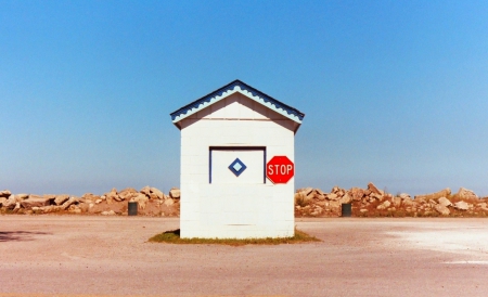 stop - beach, red, house, stop