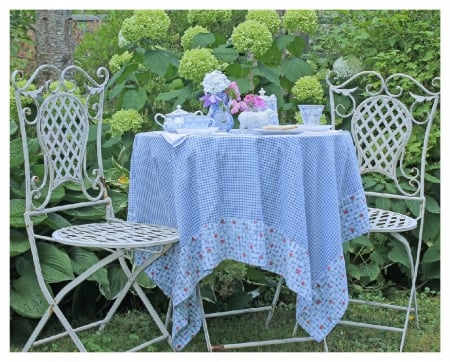 tea for two - table, garden, tea, two