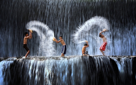 Splash - boy, play, kid, kids, water, waterfall, boys