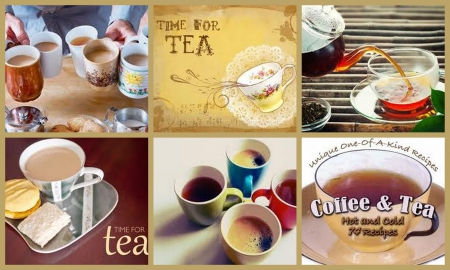 tea & coffee - collage, tea, caps, coffee