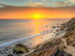 magnificent sunset on malibu beach hdr