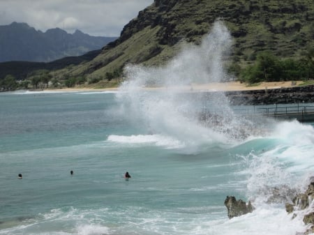 Splash Back - wave, water, people, splash