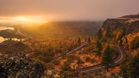 serpentine road in a beautiful sunset - serpentine, road, sunset, mountain