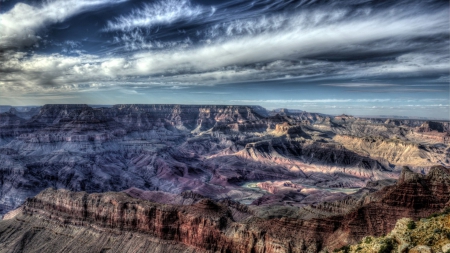 gorgeous canyon in purple tinge hdr - purple, canyon, river, clouds, hdr