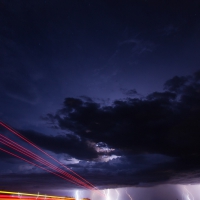 lightning in an arizona night in long exposure