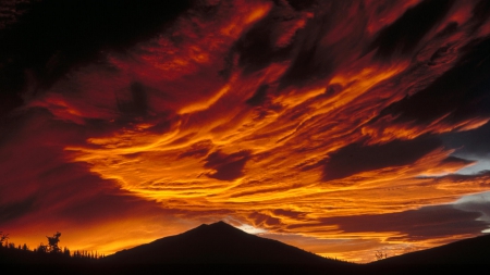 Sunset over Teklanika, Denali National Park, Alaska - denali, sky, mountain, sun, alaska, night, park, sunset, national, nature, yellow, clouds, orange, dusk, teklanika