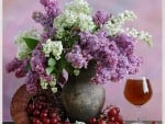 grapes, wine and lilacs