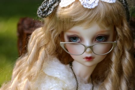 Lovely Doll - porcelain, glasses, eyes, hair