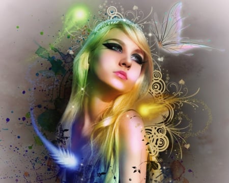 ✫Beautiful of Spirit✫ - pretty, people, female, butterflies, dress, emotional, flowers, butterfly designs, gorgeous, women, soul, beautiful, charm, digital art, models, weird things people wear, colors, lovely, cool, sweet, hair, girls, art of designs, colorful, spirits, animals