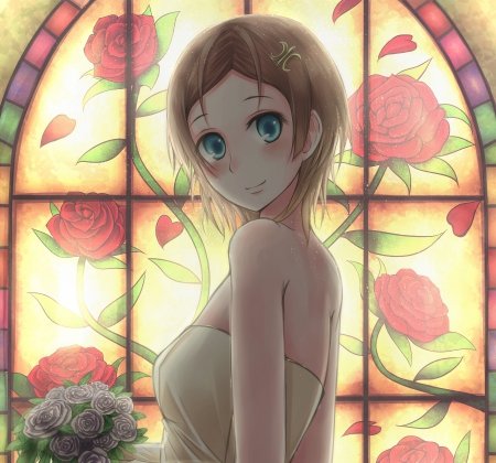 Esty - hot, video game, bouquet, bride, anime girl, elegant, atelier totori, ot, window, game, wed, sexy, atelier, floral, beautiful, sweet, dress, nice, beauty, female, rpg, brown hair, gorgeous, pretty, anime, cute, short hair, wedding, girl, gown, lovely, esty, flower