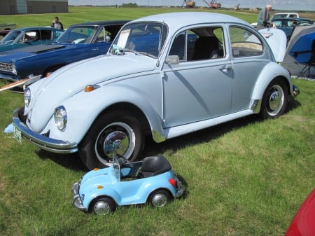 1968 Volkswagen - white, blue, photography, green, grass, volkswagen