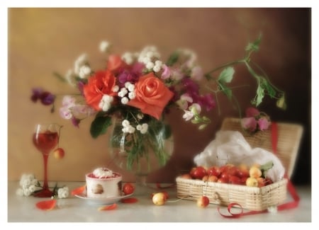 Spring Season Tea Party - flowers, still life, tea party, spring season