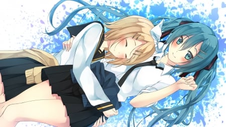 Miku and Rin - volcaloid, girls, rin, anime, miku, cute