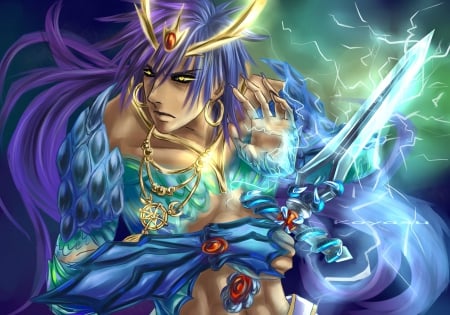 Anime Art - male, anime, sword, guy, art