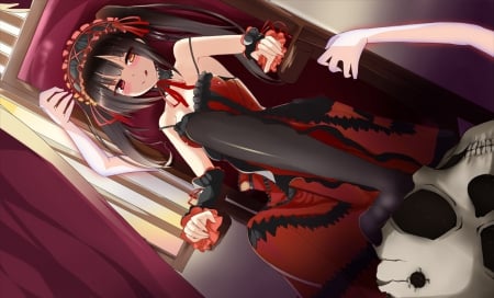 Gothic style - long dark hair, dark hair, girl, female, long hair, date a live, tokisaki kurumi, anime, manga