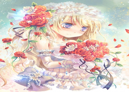 Rose Bride - rose, cute, flowers, orginal, bride, girl