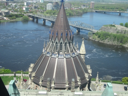 View on the dome in Ottawa - rivers, dome, bridges, photography