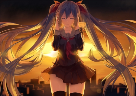 Miku and SunShine - miku, beauty, classic, anime, volc, sunshine