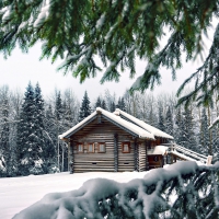 lovely log home in winter