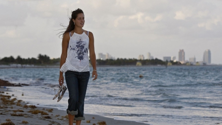 Ana Ivanovic - beauty, sky, beach, sea