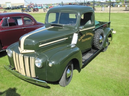 1947 Ford 1/2 Ton pickup truck - truck, photography, tires, ford, black, pickup, yellow, stripes, green