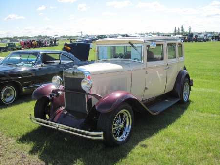 1931 Nash 4 Door sedan - headlights, car, photography, tires, wine color, beige