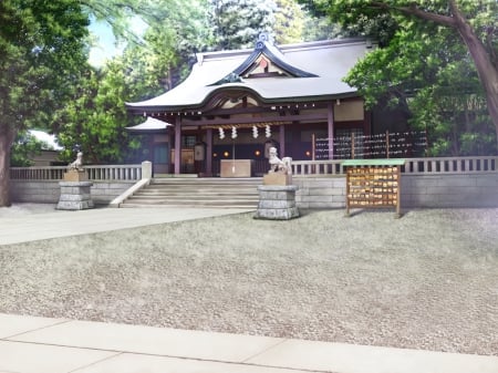 The Shrine - pretty, anime, scenery, landscape, scene, home, shrine, hd, nice, house, realistic, beautiful, scenic, beauty, lovely, sweet, cg, nature, temple, 3d, building