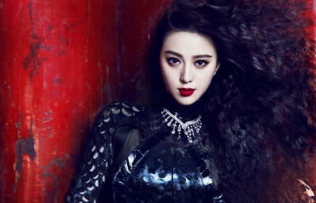 Fan Bingbing - woman, beauty, fan bingbing, girl, make-up, asian, black, model, red, blue, brunette