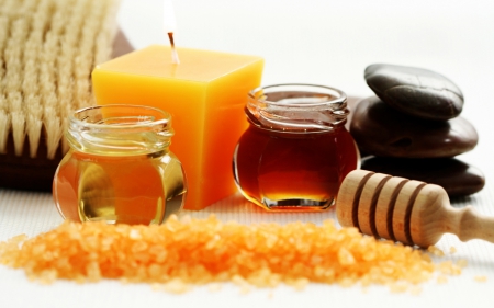 Spa - candle, honey, Spa, massage