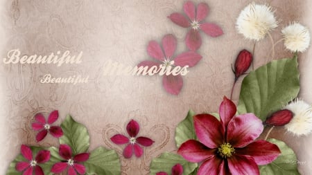 Beautiful Memories - floral, romantic, vintage, leaves, summer, memories, flowers, spring