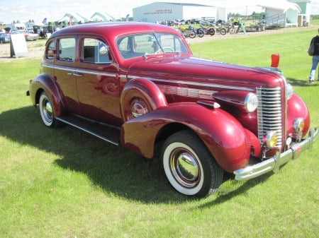 1938 Buick  - headlights, buick, red, photography, tires, black