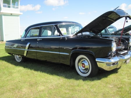 1952 Lincoln - white, tires, Black, headlights, Lincoln, photography, stripes