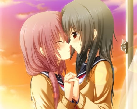 Dont Leave Me - girls, love, pink, anime, green