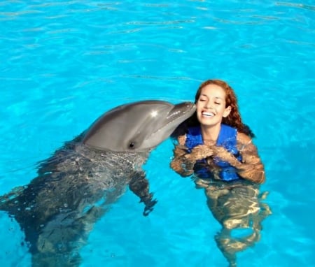 Thank You Kiss - dolphins, nature, aquatic, beauty