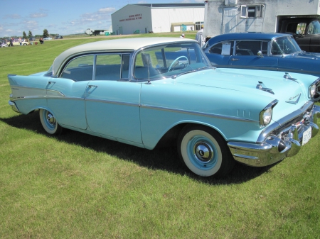 1957 Chevrolet Bel Air - white, chevrolet, blue, photography