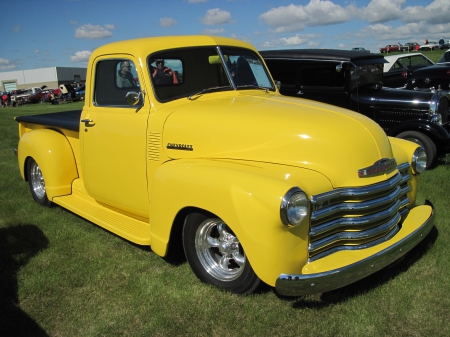 1951 Chevrolet - truck, yellow, headlights, photography, Chevrolet