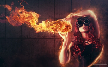 Fire - woman, flame, girl, fire