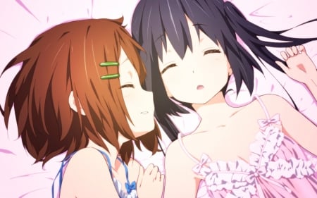 K-On! - Cute, Manga, Sweet, Anime Girl, Azusa, Smile, Lovely, Anime, Sleep, Laying, Happy, Emotional, Pair, Duo, K On, Sleeping, Amazing, Fun, Awesome, Beautiful, Pretty, Playful, Lying, Gorgeous, Yui, KOn, K-On, Nakano, Hirasawa, Couple