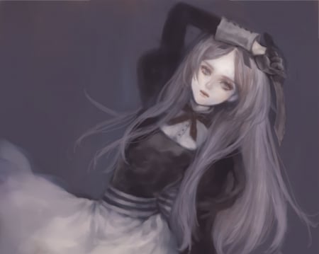 Belarus - gown, sword, gloomy, cute, white hair, hot, anime girl, girl, axis powers, blade, belarus, weapon, serious, emotional, creepy, anime, dress, wilver hair, hetalia, long hair, sexy, sad, female, hetalia axis powers