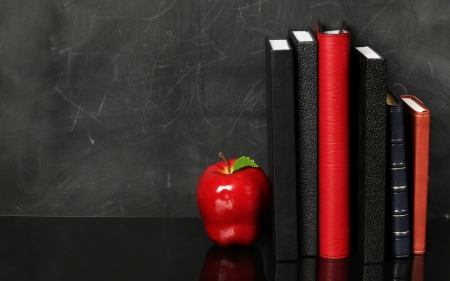 Black and Red - red, wall, magnifique, apple, black, book